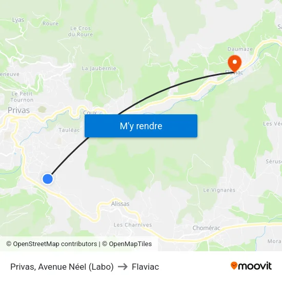 Privas, Avenue Néel (Labo) to Flaviac map
