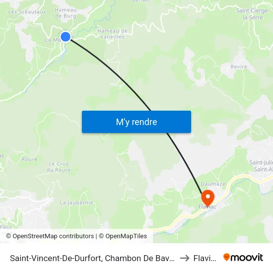Saint-Vincent-De-Durfort, Chambon De Bavas to Flaviac map