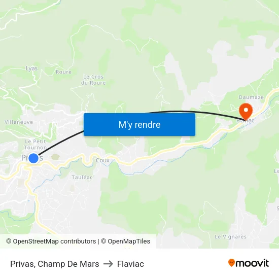 Privas, Champ De Mars to Flaviac map