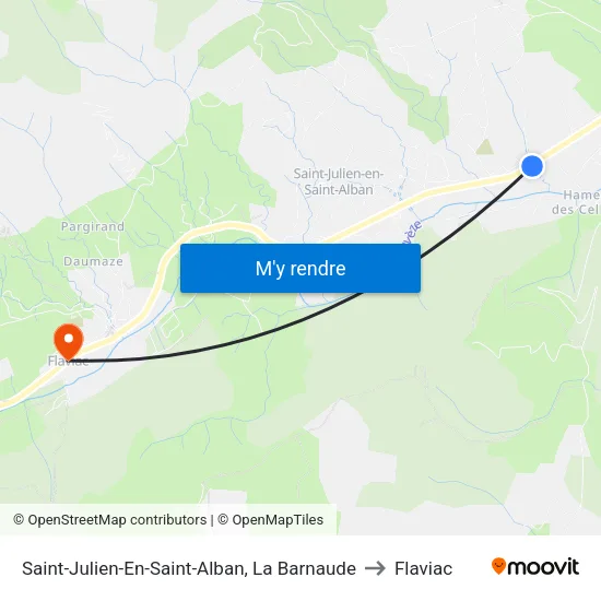 Saint-Julien-En-Saint-Alban, La Barnaude to Flaviac map