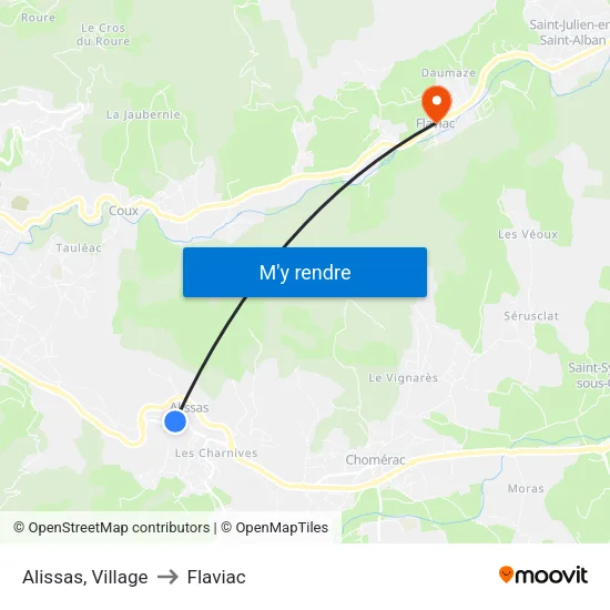 Alissas, Village to Flaviac map