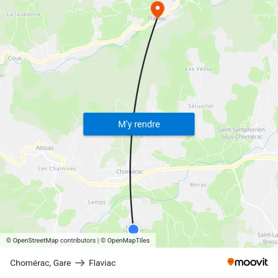 Chomérac, Gare to Flaviac map