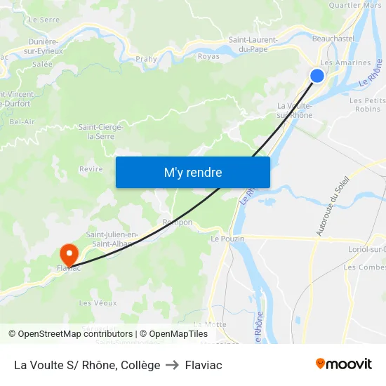 La Voulte S/ Rhône, Collège to Flaviac map