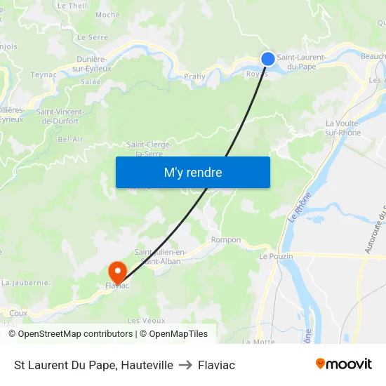 St Laurent Du Pape, Hauteville to Flaviac map