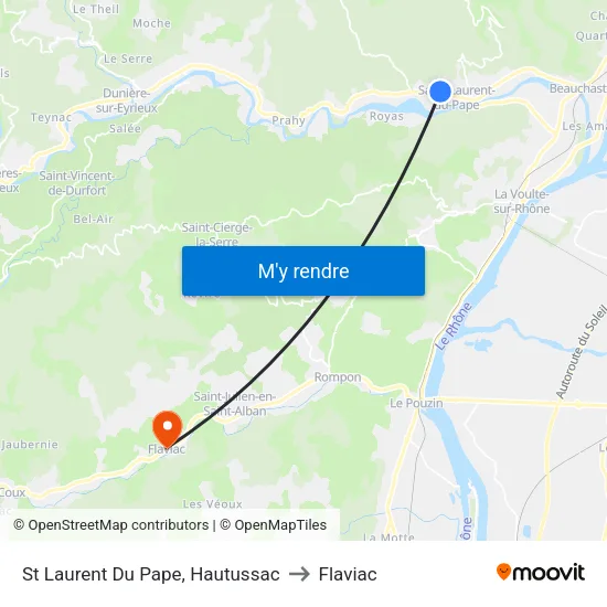 St Laurent Du Pape, Hautussac to Flaviac map