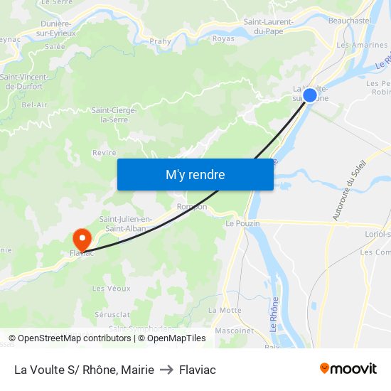 La Voulte S/ Rhône, Mairie to Flaviac map