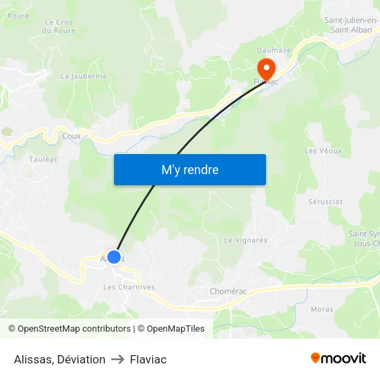 Alissas, Déviation to Flaviac map