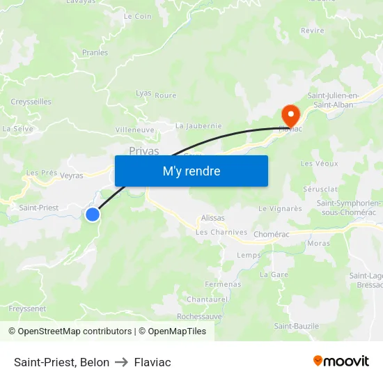 Saint-Priest, Belon to Flaviac map