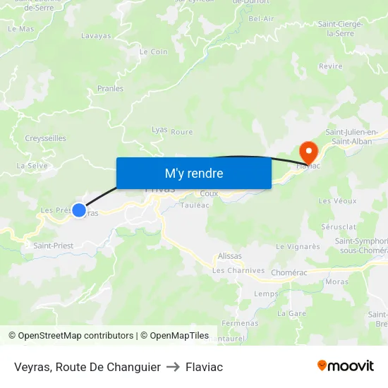 Veyras, Route De Changuier to Flaviac map