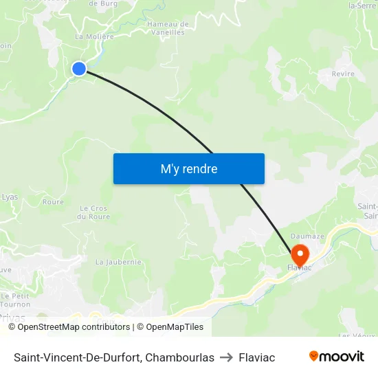 Saint-Vincent-De-Durfort, Chambourlas to Flaviac map