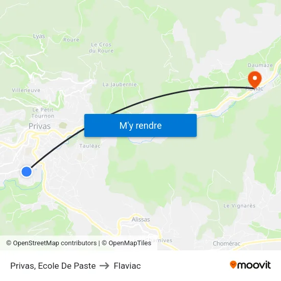 Privas, Ecole De Paste to Flaviac map