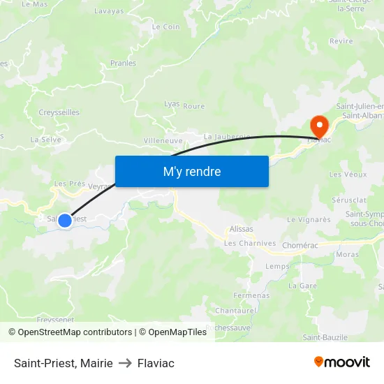 Saint-Priest, Mairie to Flaviac map