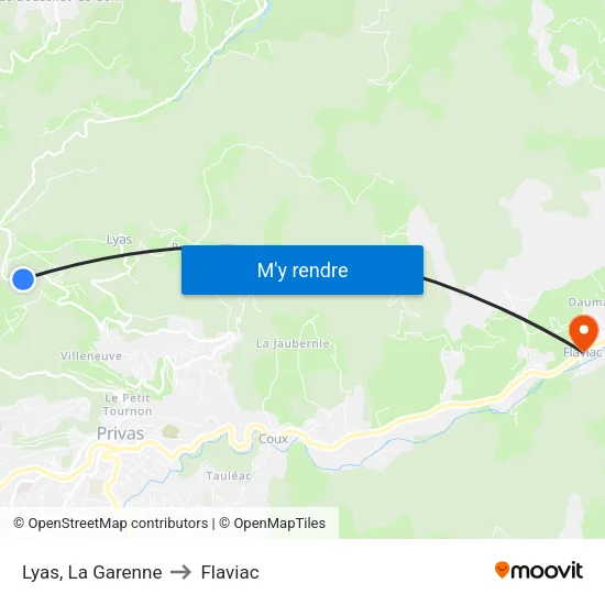 Lyas, La Garenne to Flaviac map