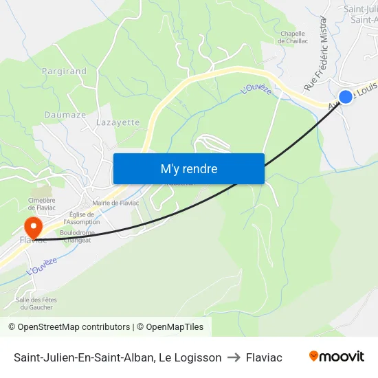 Saint-Julien-En-Saint-Alban, Le Logisson to Flaviac map