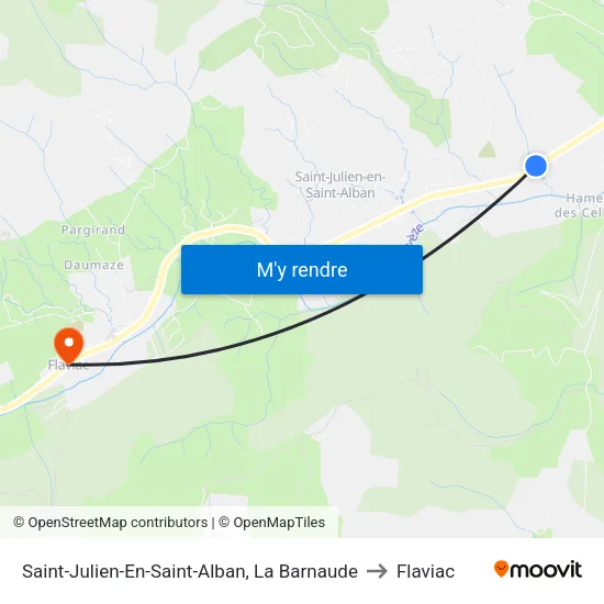 Saint-Julien-En-Saint-Alban, La Barnaude to Flaviac map