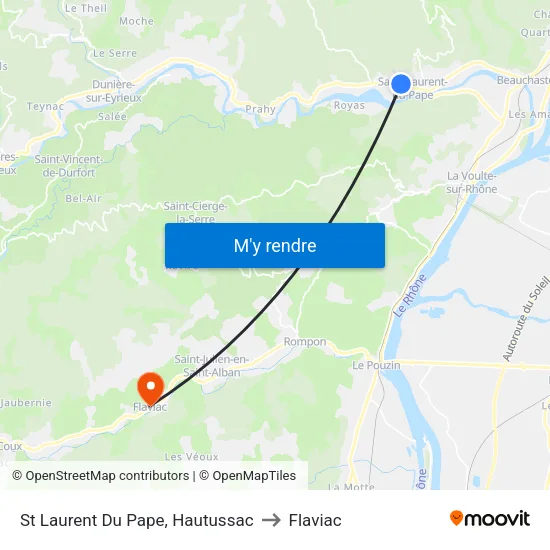 St Laurent Du Pape, Hautussac to Flaviac map