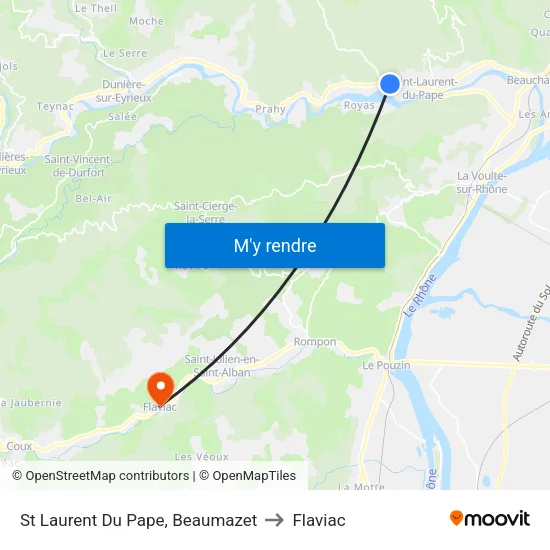 St Laurent Du Pape, Beaumazet to Flaviac map