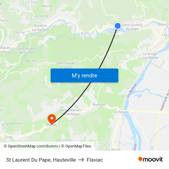 St Laurent Du Pape, Hauteville to Flaviac map