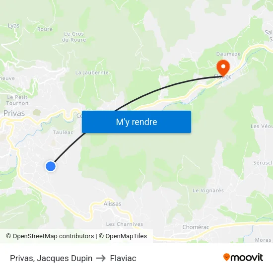 Privas, Jacques Dupin to Flaviac map