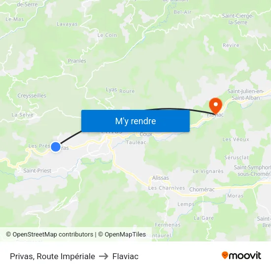 Privas, Route Impériale to Flaviac map