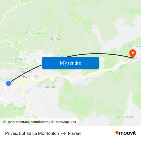 Privas, Éphad Le Montoulon to Flaviac map