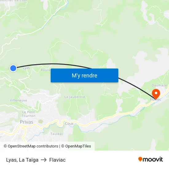 Lyas, La Taïga to Flaviac map