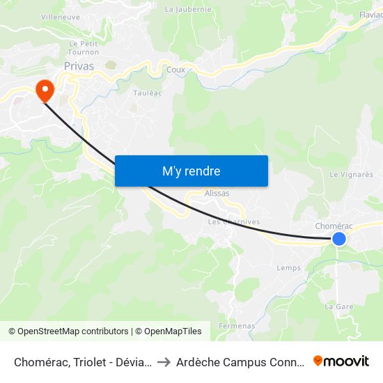 Chomérac, Triolet - Déviation to Ardèche Campus Connecté map