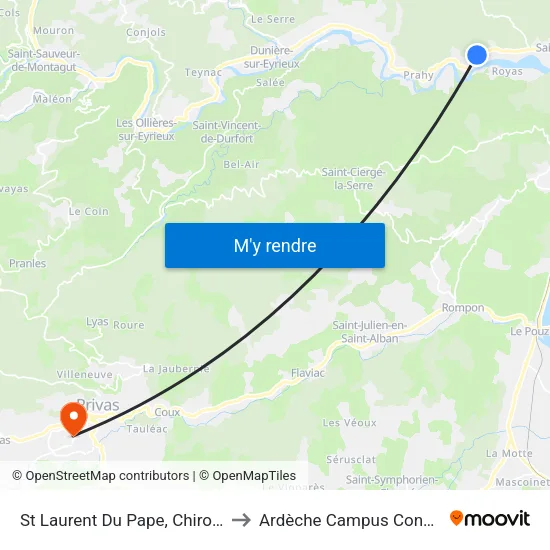St Laurent Du Pape, Chirombel to Ardèche Campus Connecté map