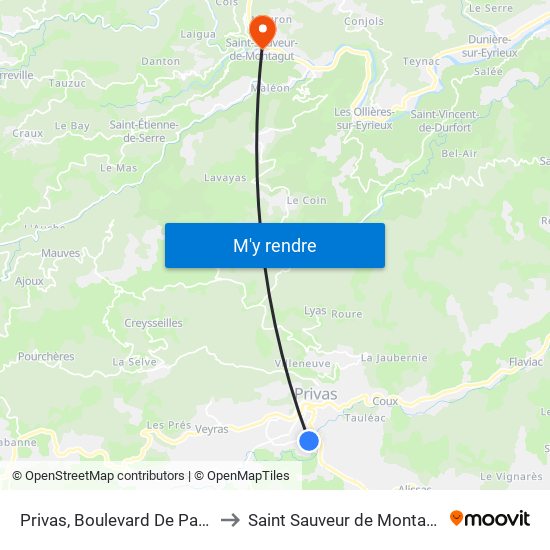 Privas, Boulevard De Paste to Saint Sauveur de Montagut map