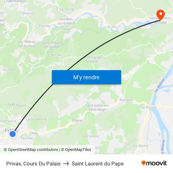 Privas, Cours Du Palais to Saint Laurent du Pape map