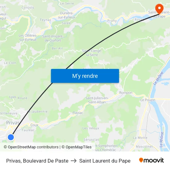 Privas, Boulevard De Paste to Saint Laurent du Pape map