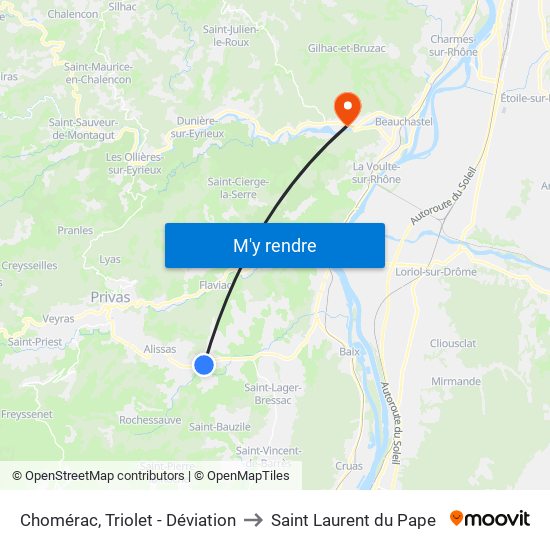 Chomérac, Triolet - Déviation to Saint Laurent du Pape map