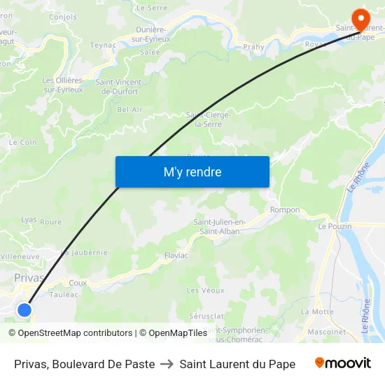 Privas, Boulevard De Paste to Saint Laurent du Pape map