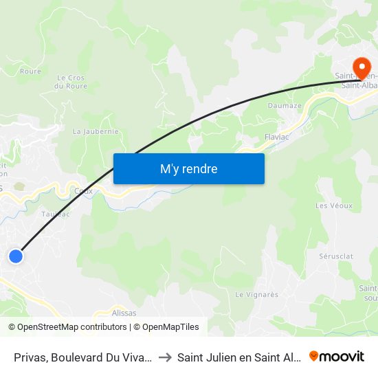 Privas, Boulevard Du Vivarais to Saint Julien en Saint Alban map