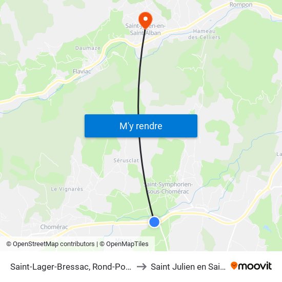 Saint-Lager-Bressac, Rond-Point La Neuve to Saint Julien en Saint Alban map