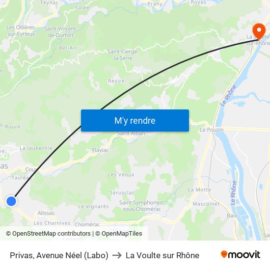 Privas, Avenue Néel (Labo) to La Voulte sur Rhône map