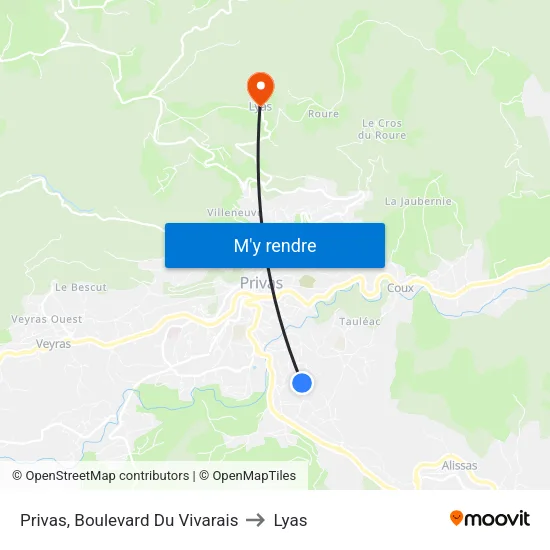 Privas, Boulevard Du Vivarais to Lyas map