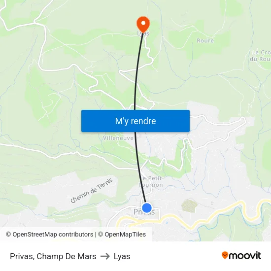Privas, Champ De Mars to Lyas map