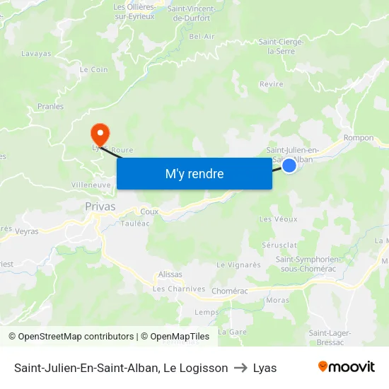 Saint-Julien-En-Saint-Alban, Le Logisson to Lyas map