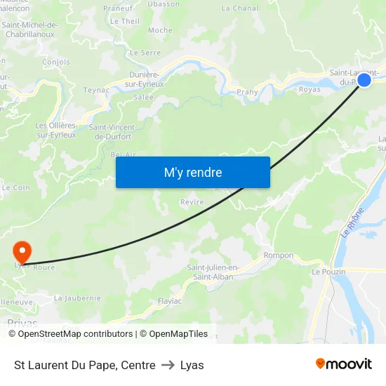St Laurent Du Pape, Centre to Lyas map