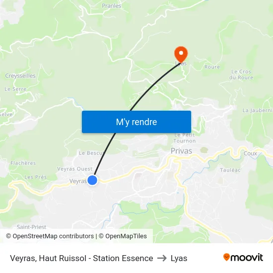 Veyras, Haut Ruissol - Station Essence to Lyas map