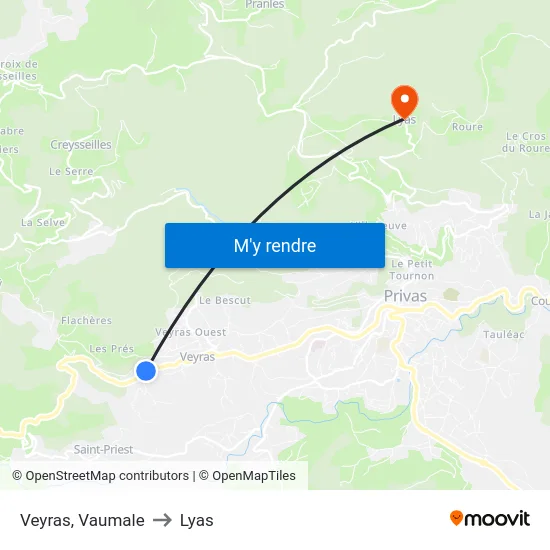 Veyras, Vaumale to Lyas map