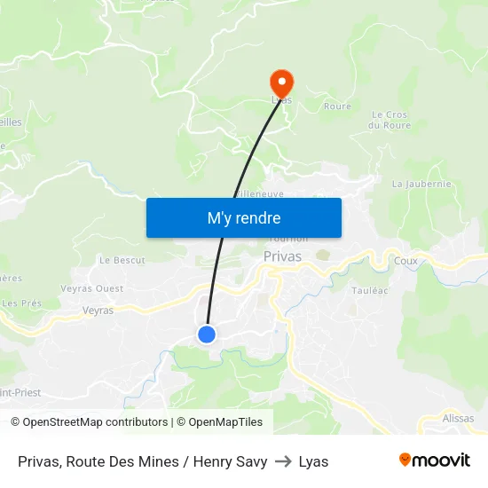 Privas, Route Des Mines / Henry Savy to Lyas map