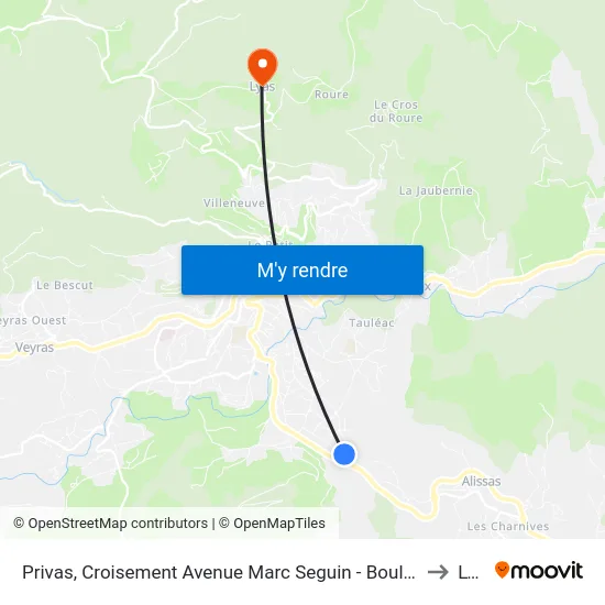 Privas, Croisement Avenue Marc Seguin - Boulevard Du Vivarais to Lyas map
