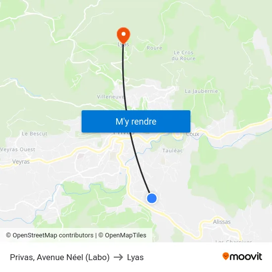 Privas, Avenue Néel (Labo) to Lyas map