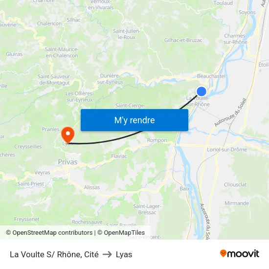 La Voulte S/ Rhône, Cité to Lyas map