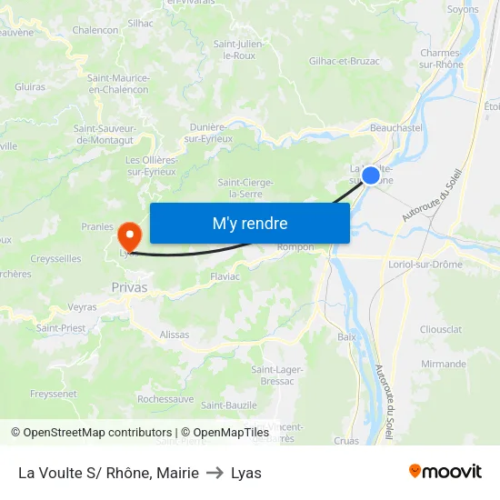 La Voulte S/ Rhône, Mairie to Lyas map