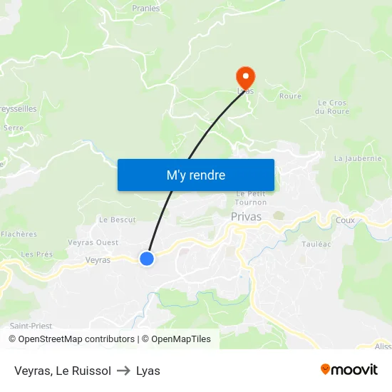 Veyras, Le Ruissol to Lyas map