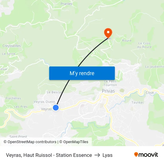 Veyras, Haut Ruissol - Station Essence to Lyas map