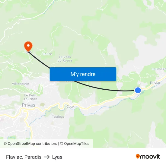 Flaviac, Paradis to Lyas map